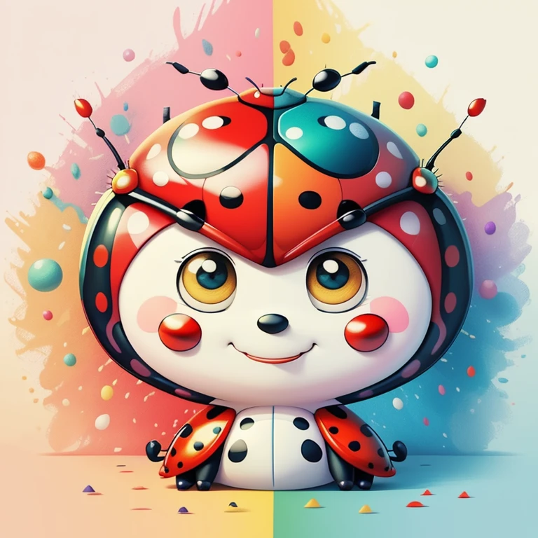 (cute red ladybug smiling with a rainbow), Munchkin ,Geometric multidimensional wall portrait, livro de arte, Tchibi,
Yang08k, Beautiful, Colouring,
Obras, of the highest quality, best quality, Arte Oficial, Beautiful and Aesthetic,