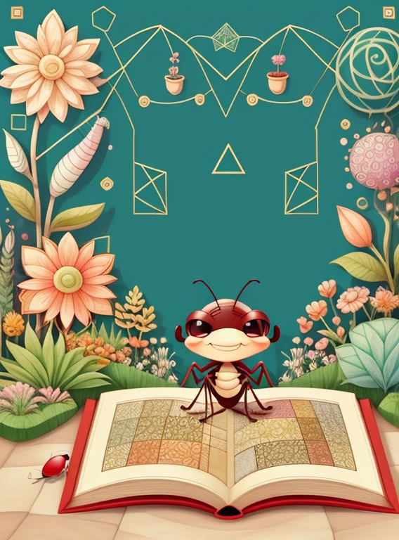 (cute ant smiling with a garden), Munchkin ,Geometric multidimensional wall portrait, livro de arte, Tchibi,
Yang08k, Beautiful, Colouring,
Obras, of the highest quality, best quality, Arte Oficial, Beautiful and Aesthetic,