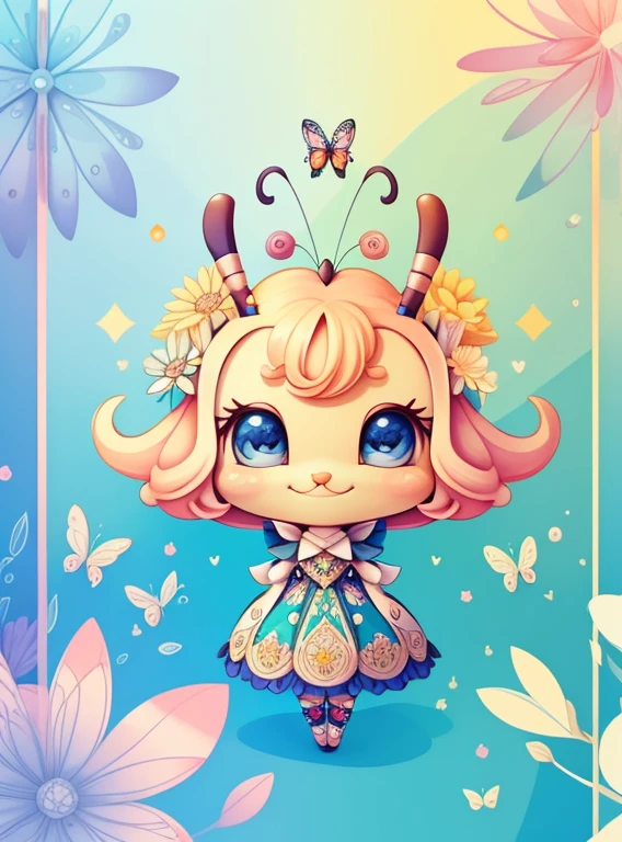 (cute ant smiling with flowers and butterflies), Munchkin ,Geometric multidimensional wall portrait, livro de arte, Tchibi,
Yang08k, Beautiful, Colouring,
Obras, of the highest quality, best quality, Arte Oficial, Beautiful and Aesthetic,