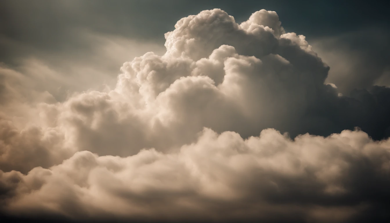 Capture a creative shot of soft, billowing clouds in the sky, using their soft and fluffy textures as a natural abstract background.