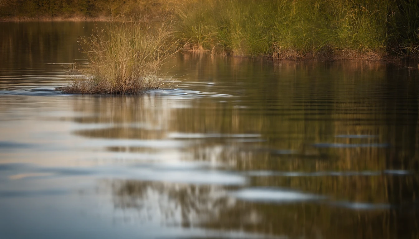 a creative shot of a softly blurred reflection on water, using the gentle ripples and distorted shapes as a soft and abstract background.”