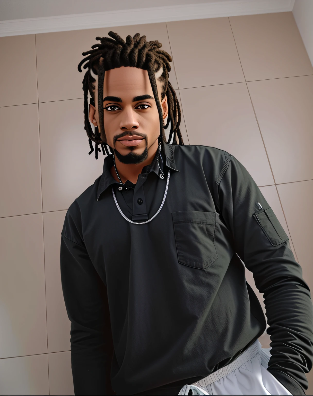 um homem com dreadlocks na cozinha, Desenhos animados 3d
