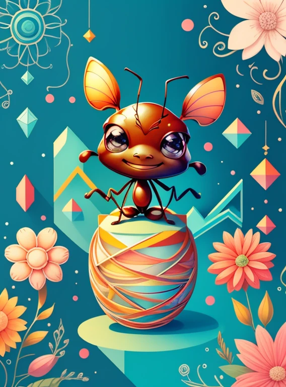 (cute ant smiling with flowers), Munchkin ,Geometric multidimensional wall portrait, livro de arte, Tchibi,
Yang08k, Beautiful, Colouring,
Obras, of the highest quality, best quality, Arte Oficial, Beautiful and Aesthetic,