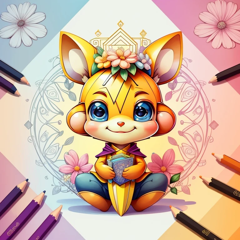 (cute ant smiling with flowers), Munchkin ,Geometric multidimensional wall portrait, livro de arte, Tchibi,
Yang08k, Beautiful, Colouring,
Obras, of the highest quality, best quality, Arte Oficial, Beautiful and Aesthetic,
