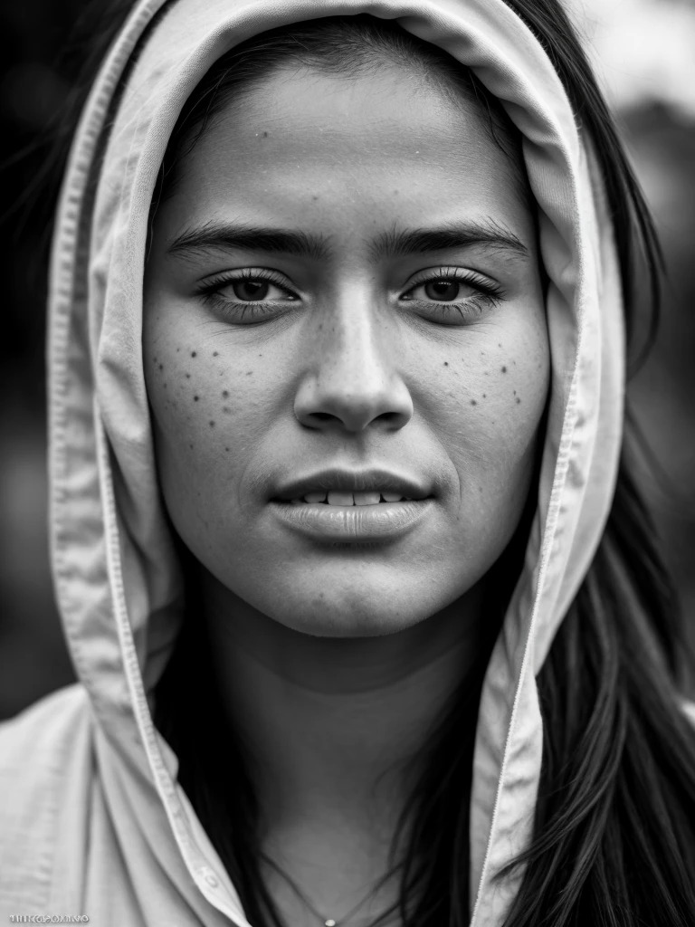 ultra-detailed, best quality, photorealistic:1.37, 4k, realistic, portrait, photography, black and white, portrait, high contrast, in the style of Salgado, detailed facial features, detailed texture skin, 35mm