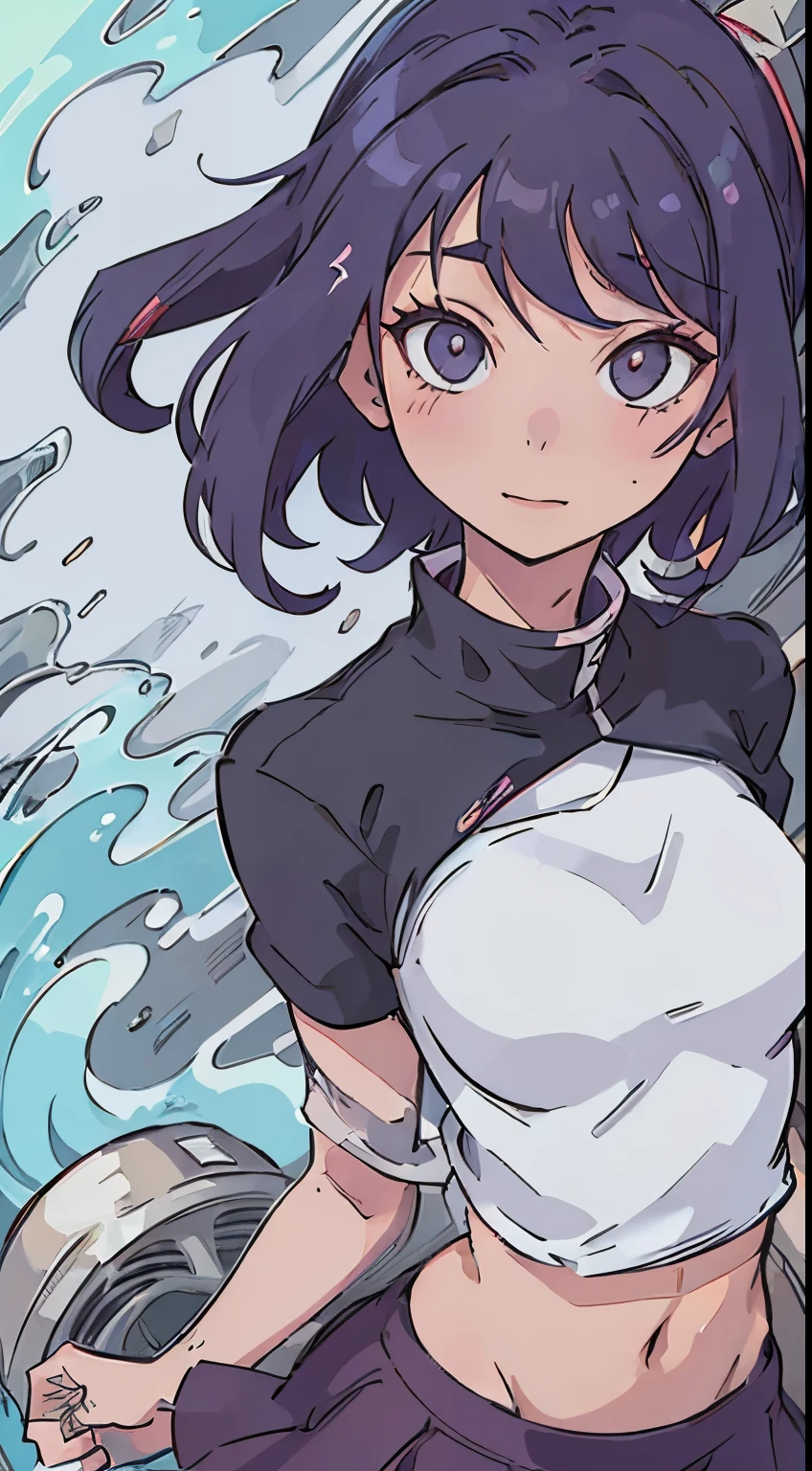 Uma personagem feminina de anime, with characteristic features of the anime Jujutsu Kaisen, de cabelos loiros, olhos claros como o oceano, roupas de colegial, sorriso brilhante, pele clara, corpo de uma adolescente