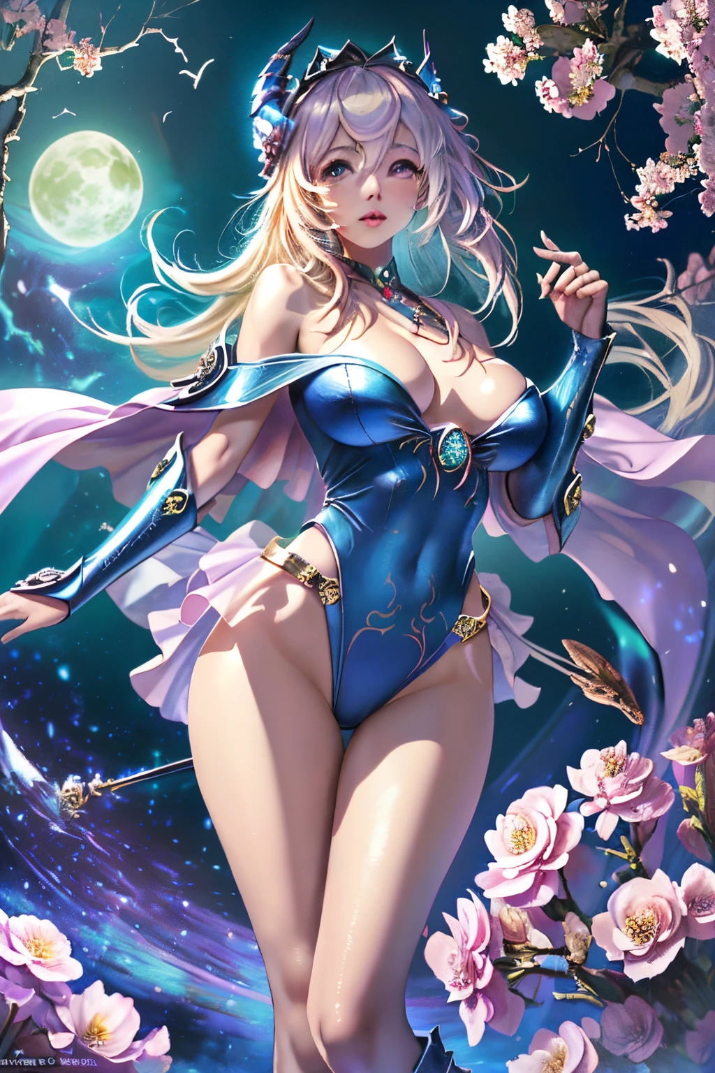 Dark magician gils ((mejor calidad)), ((obra maestra)), (detallada), rubia, smal boobs, smal boobs, seductive succubus, Ethereal Beauty, Perched on a pink flowering tree, (Fantasy Illustration: 1.3), mirada encantadora, cautivadora pose, chica dark magician gils sola, delicadas alas de mariposa, encanto de otro mundo, mystical sky, (Luis Royo:1.2), (Yoshitaka Amano:1.1), Moonlit morning, colores suaves, (nubes detalladas:1.3), (high resolusion:1.2) ( dragon flying in the sky) vestido, piernas colgando sobre el estanque, diosa griega, realista, realismo, cuerpo sexy, Desert Landscape