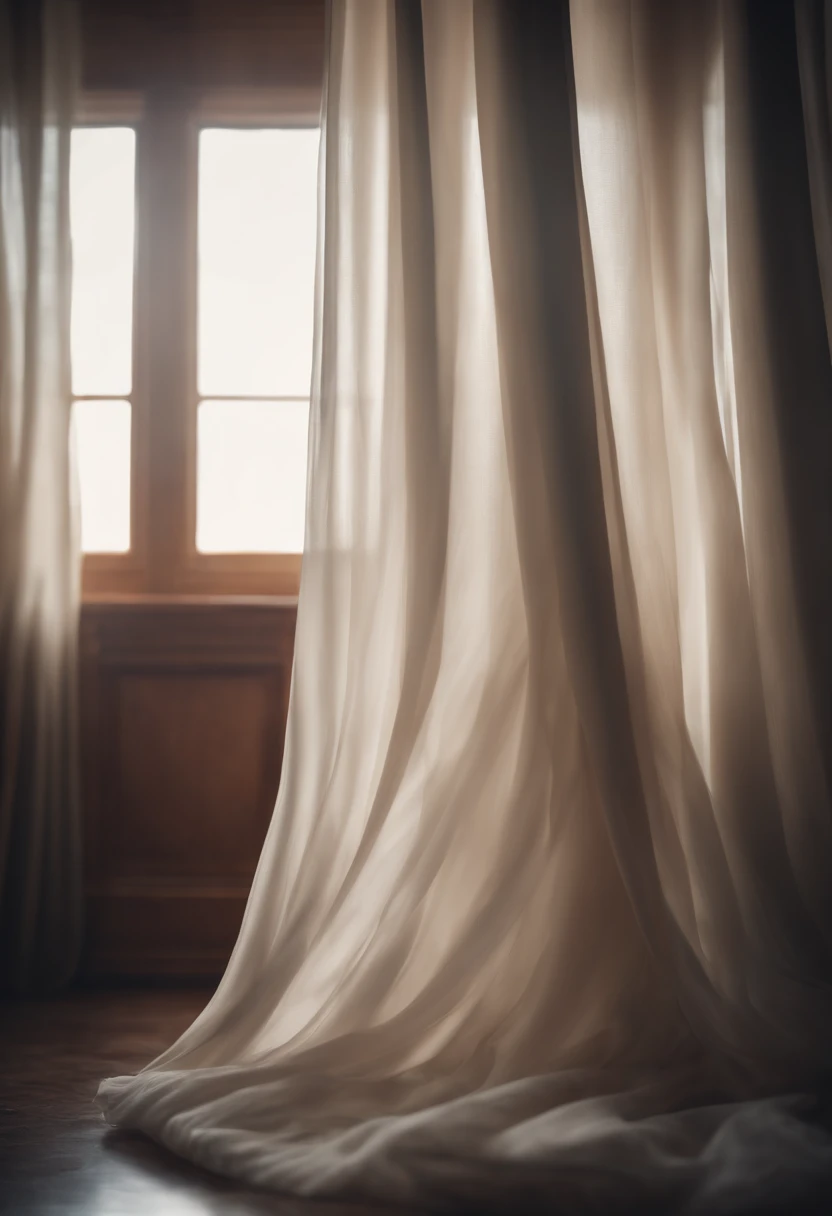 Capture a dynamic action shot of a soft, flowing curtain or fabric, capturing the ethereal movement and creating a soft and dreamlike background