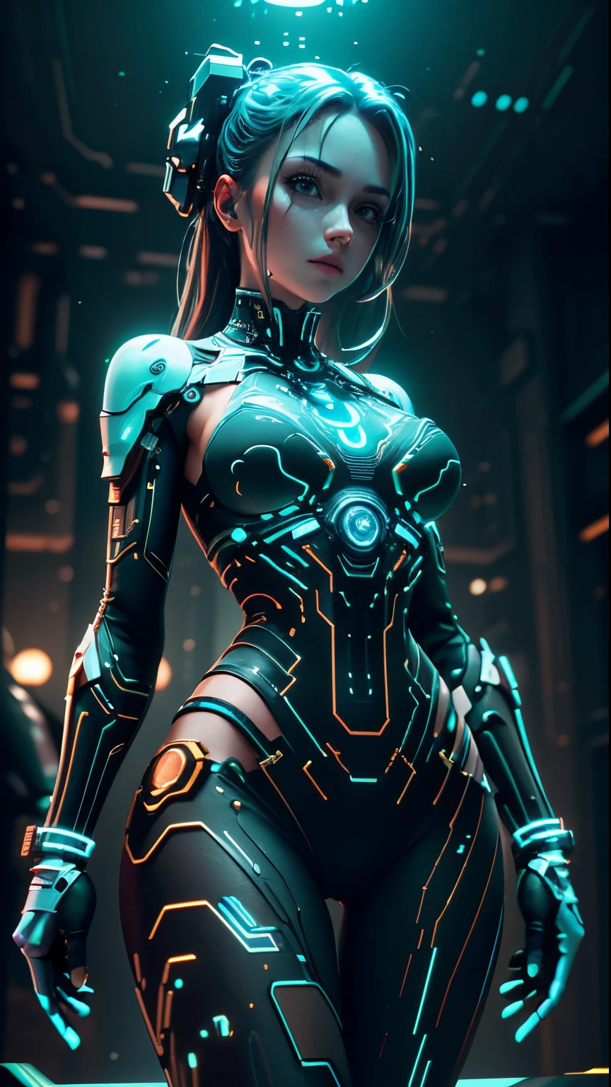 (Best Quality), ((Masterpiece)), (detail: 1.4), 3D, Beautiful Cyberpunk Female Image with Different Actions, HDR (High Dynamic Range), Ray Tracing, NVIDIA RTX, Super Resolution, Unreal 5, Subsurface Scattering, PBR Textures, Post Processing, Anisotropic Filtering, Depth of Field, Maximum Clarity and Acutance, Multi-layer Textures, Albedo and Highlight Maps, Surface Shading, Accurate Simulation of Light-Material Interactions, Perfect Proportions, Octane Rendering, Duotone Lighting, wide aperture, low ISO, white balance, rule of thirds, 8K RAW, circuit board AI,