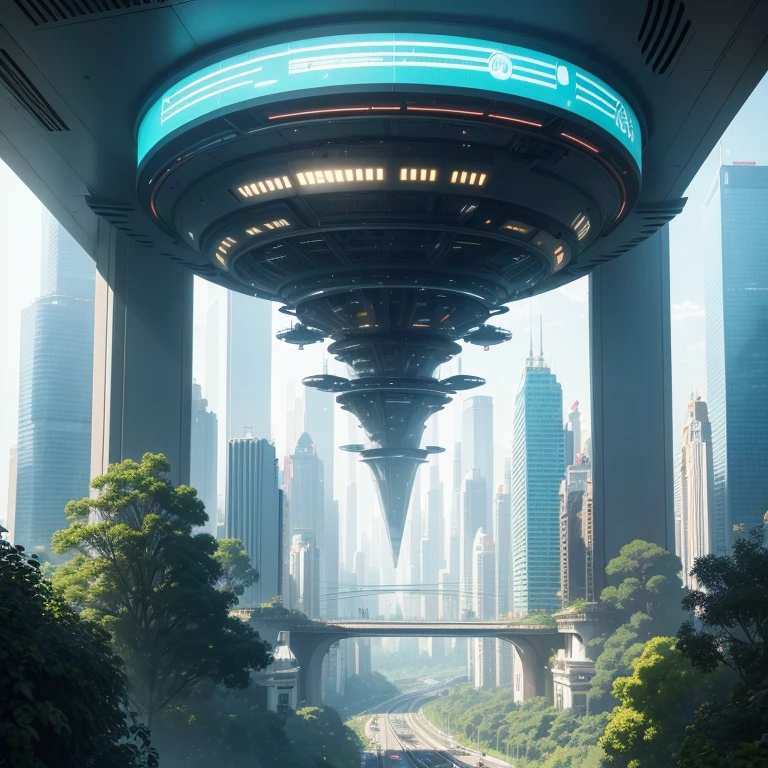 (Best quality,4K,8K,A high resolution,Masterpiece:1.2),Ultra-detailed,(Realistic,Photorealistic,photo-realistic:1.37),Wide-angle lens, Futuristic city, Smart Forest City, Smart cityscape,Mayan heritage, The interaction of nature and the divine world, An organic fusion of nature and urban elements, Streets of the future, Modern age city, planties, The vegetation is intertwined with the urban landscape, Harmonious synthesis, Futuristic architecture, Advanced technology, Lush greenery, futuristic skyscrapers, Vibrant colors, Nature-inspired design, Intelligent infrastructure, sustainable development, clean energy, Advanced transportation system, Floating garden, High-tech architecture, Connected ecosystem, Urban biodiversity, High-tech urban planning, Intelligent lighting system, Lively atmosphere, Futuristic mode of transportation (flying cars, Maglev train), aerial walkways, Transparent dome, Innovative urban agriculture, Vertical garden, holographic displays, Augmented reality integration, futuristic fashion, High-tech gadgets, Multicultural influence, Bustling city life