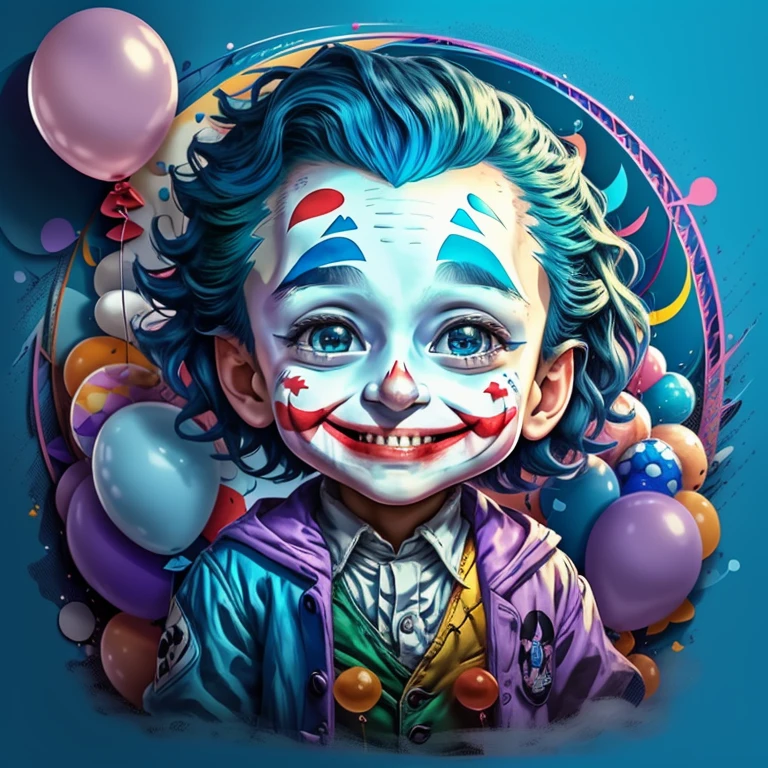 ) ((cute baby joker smiling with ballons) ((Mikey)) - Criador: Walt Disney2023) ), ,, ( Walt Disney acolchoamento ,multidimensional geometric wall PORTRAIT, arte, Chibi,
Yang08k, lindo, Colouring,blue Primary works, qualidade superior, melhor qualidade, Arte Oficial, Beautiful and Aesthetic,)) ), ,,  Walt Disney acolchoamento ,multidimensional geometric wall PORTRAIT, arte, Chibi,
Yang08k, lindo, (Colouring, azul), amarelo ,azul ,vermelho e branco)
Primary works, qualidade superior, melhor qualidade, Arte Oficial, Beautiful and Aesthetic,