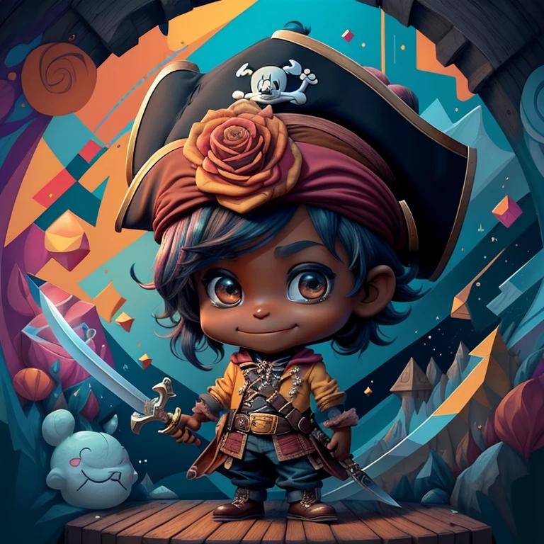 ) ((cute black baby pirate smiling with a treasure trunk and sword) ((Mikey)) - Criador: Walt Disney2023) ), ,, ( Walt Disney acolchoamento ,multidimensional geometric wall PORTRAIT, arte, Chibi,
Yang08k, lindo, Colouring,Rose
Primary works, qualidade superior, melhor qualidade, Arte Oficial, Beautiful and Aesthetic,)) ), ,,  Walt Disney acolchoamento ,multidimensional geometric wall PORTRAIT, arte, Chibi,
Yang08k, lindo, (Colouring, rosa), amarelo ,azul ,vermelho e branco)
Primary works, qualidade superior, melhor qualidade, Arte Oficial, Beautiful and Aesthetic,