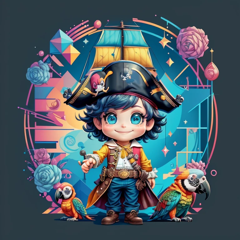 ) ((cute baby pirate smiling with a ship and a parrot) ((Mikey)) - Criador: Walt Disney2023) ), ,, ( Walt Disney acolchoamento ,multidimensional geometric wall PORTRAIT, arte, Chibi,
Yang08k, lindo, Colouring,Rose
Primary works, qualidade superior, melhor qualidade, Arte Oficial, Beautiful and Aesthetic,)) ), ,,  Walt Disney acolchoamento ,multidimensional geometric wall PORTRAIT, arte, Chibi,
Yang08k, lindo, (Colouring, rosa), amarelo ,azul ,vermelho e branco)
Primary works, qualidade superior, melhor qualidade, Arte Oficial, Beautiful and Aesthetic,