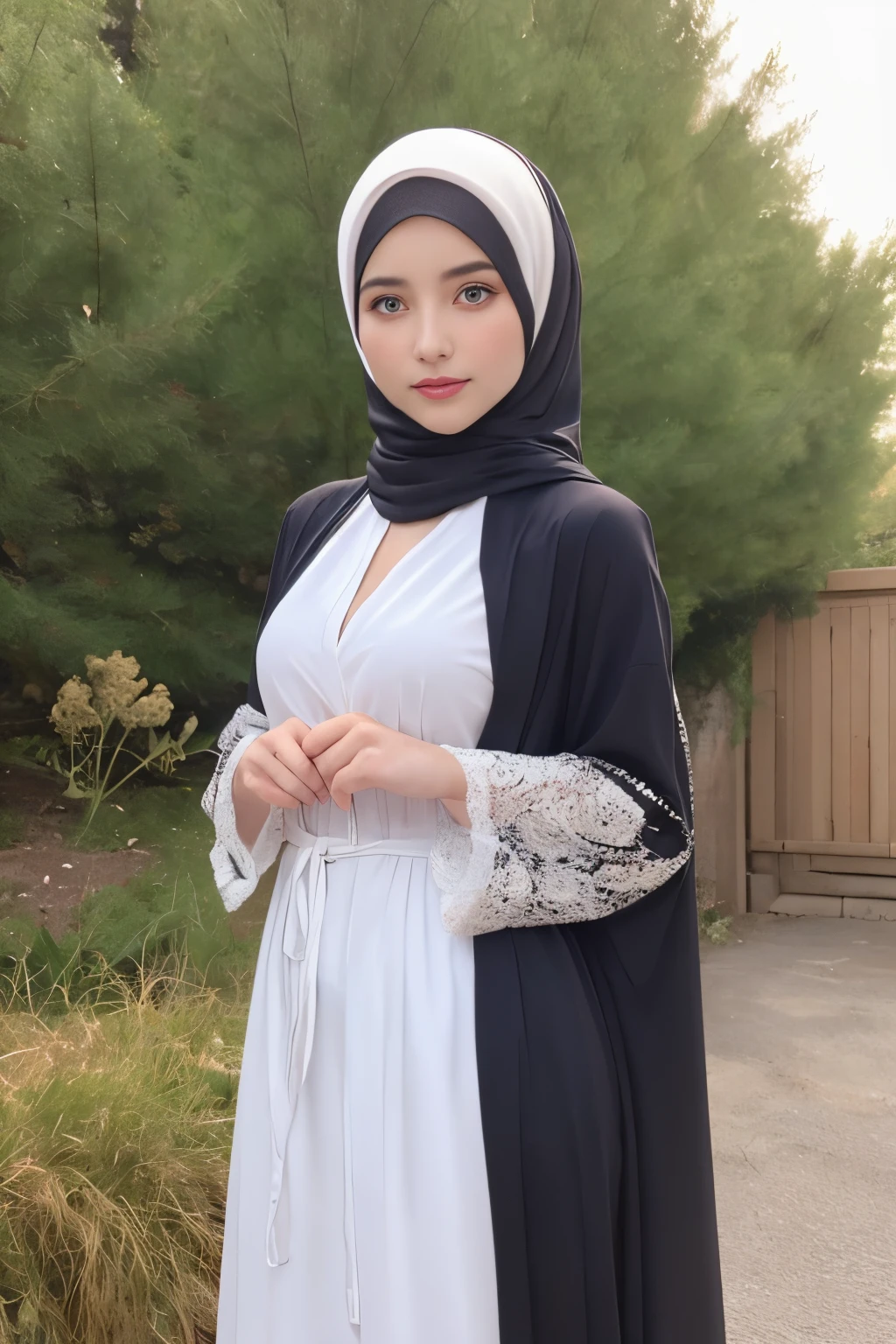 masutepiece, Best quality, une fille, (belle fille:1.3), Very fine eye definition, (eyes symmetrical:1.3), 、, yeux bruns, , Bosseler、robes 、le hijab,colored voile,robe originale, sexy gros seins xxxl