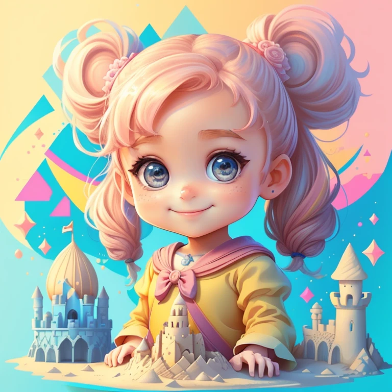 ) ((cute baby girl with ponytails smiling in beach with a sand castle)))) ((Mikey)) - Criador: Walt Disney2023) ), ,, ( Walt Disney acolchoamento ,multidimensional geometric wall PORTRAIT, arte, Chibi,
Yang08k, lindo, Colouring,Rose
Primary works, qualidade superior, melhor qualidade, Arte Oficial, Beautiful and Aesthetic,)) ), ,,  Walt Disney acolchoamento ,multidimensional geometric wall PORTRAIT, arte, Chibi,
Yang08k, lindo, (Colouring, rosa), amarelo ,azul ,vermelho e branco)
Primary works, qualidade superior, melhor qualidade, Arte Oficial, Beautiful and Aesthetic,
