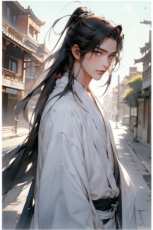 masutepiece, Best Quality, 8K, Cinematic Light, 超A high resolution, chinese art, Chinese paintings, 1boy, Upper body, in a street,femele