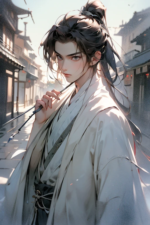 masutepiece, Best Quality, 8K, Cinematic Light, 超A high resolution, chinese art, Chinese paintings, 1boy, Upper body, in a street,femele