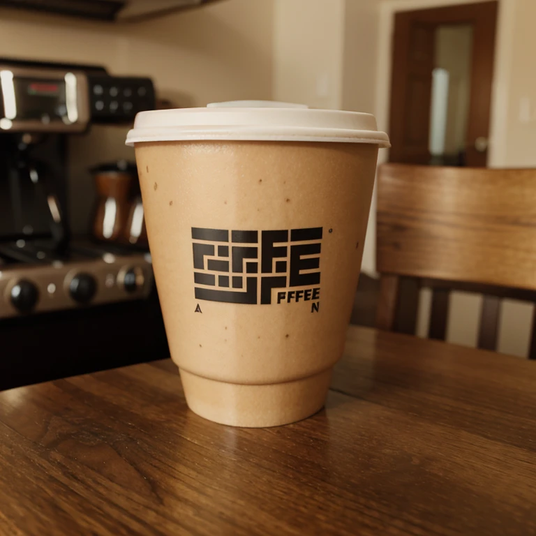 Coffee cup taking selfie with its singular arm