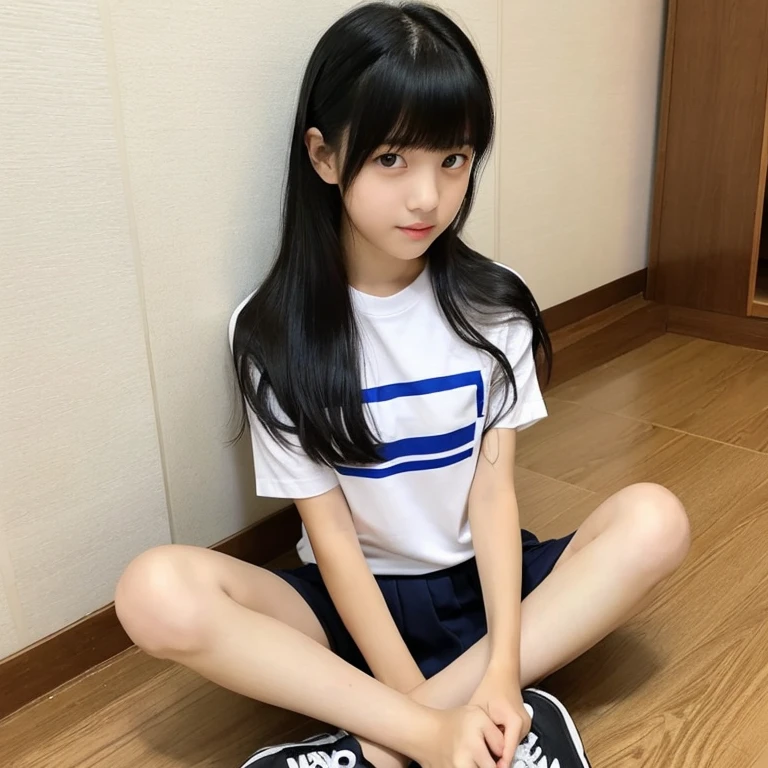  (((Super duper cute elementary school student))), (smile), Sitting、((Wide legged))、(Detailed pussy:1.8), Beautiful elementary school student