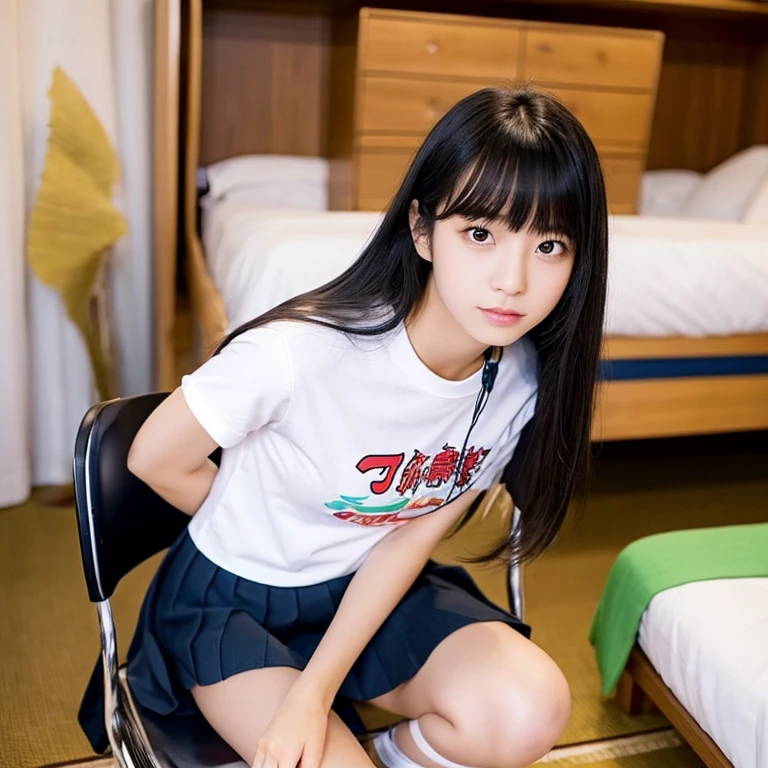 An ultra-high picture quality、Perfect Photo、13-year-old beautiful girl、Japan beautiful girl、Junior high school girls、light skinned、slender、Black Haired Beautiful Girl、cute little、Beautuful Women、（tiny chest）、(Lying on his back on the bed)、((Nokezoru))、With bangs、(pleatedskirt)、Raised mini skirt、Learn uniforms、a sailor suit、((rampage))、((It hurts a lot))、((Shedding tears))、(hate)、(Painful)、（closed eye）、(Kicking with your feet)、(raise her legs)、(resist)、(Close your eyes in fear)、(half-opened mouth)、(Resist fiercely)、Skirt twisting、sports hair、Straight hair、glares、semi long hair、(Teary-eyed)、girl's own room、thighs thighs thighs thighs、My pants got caught on my legs.、Half-taken panties、((Full view of the crotch))、((White panties in full view))、((Held down by a man))、((Man to attack))、