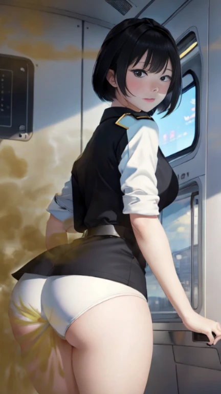 ((velocity)),Attacked by farts, (((Women farting))),(girl farting while serving passengers )),velocity,)(a female air hostess),(wearing a flight attendant dress),(her butt facing screen)) (short blackhair),(Asian woman),(airplane),(masterpiece:1.2、top-quality, best-quality)、(the Extremely Detailed CG Unity 8K Wallpapers、ultra-detailed、Best Shadows)、(细致背景)、(The best lighting、extremely delicate and beautiful)、depth of fields、1girl in、独奏、upward looking gaze、