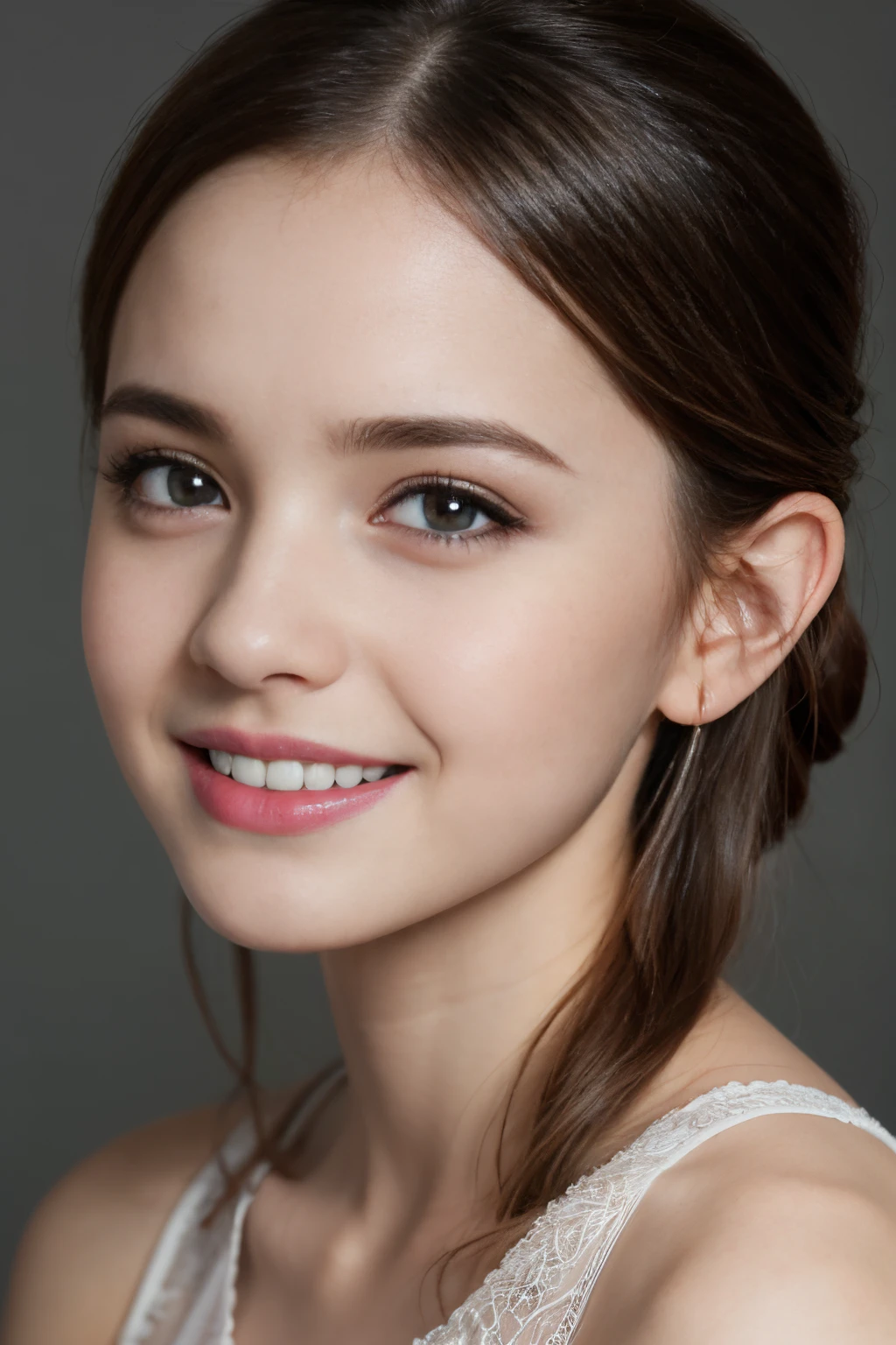 (best quality,8k,masterpiece:1.2),award-winning portrait,beautiful detailed eyes,beautiful detailed lips,ultra-detailed,18 ans,absurdes,smiling face,sheer dress,pure beauty,German lingerie