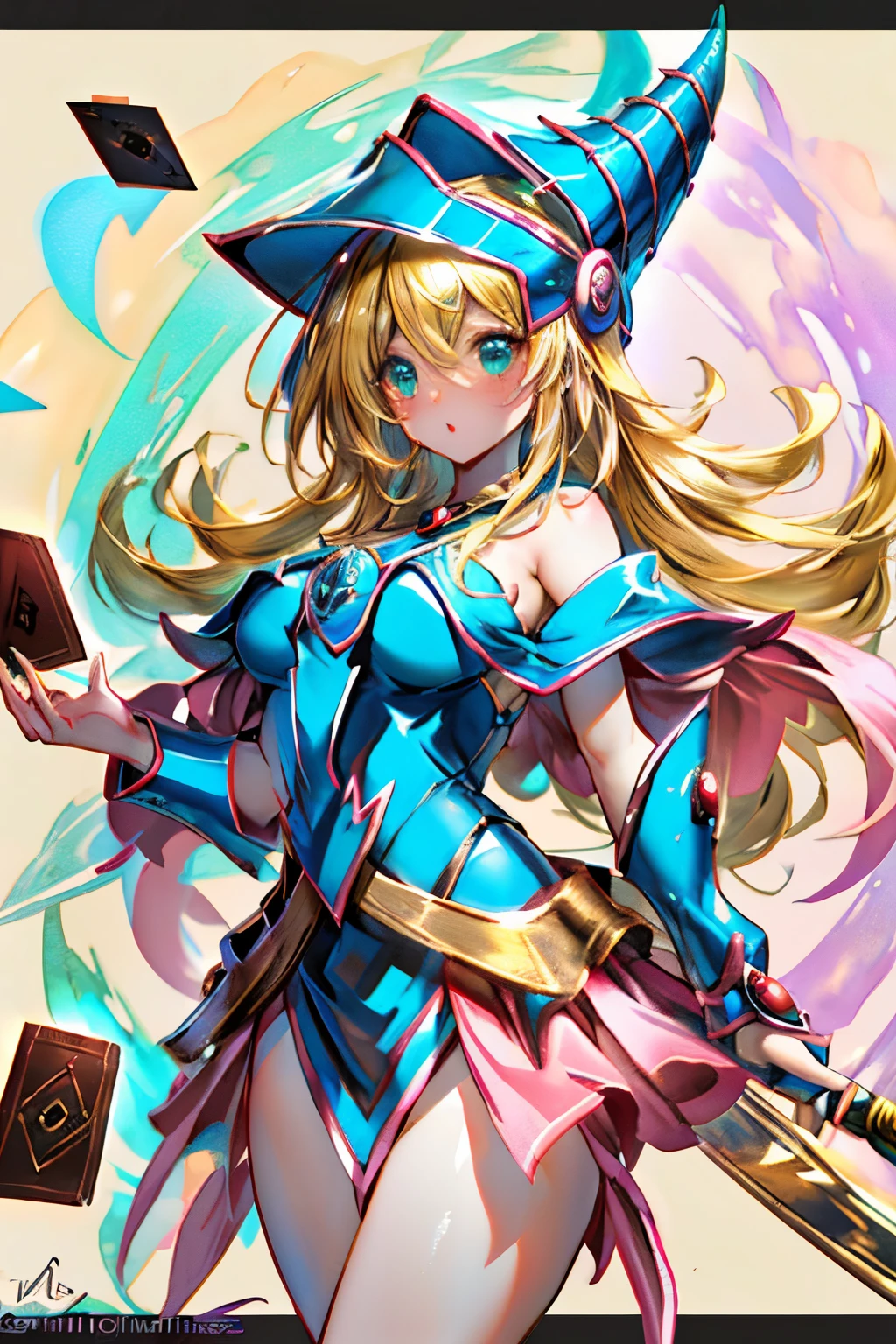 Un mago negro flotando tiernamente, magical aura, Fantastic background, Runas brillantes, (( una carta de Yu-Gi-Oh debajo)), giving the impression that she has been summoned,epic composition, (Intrincado alto detalle), (complex design, Ultra-detalles :1.2), Art Station, (obra maestra, la mejor calidad), Ultra HD, 32K ,octanaje renderizado, bioluminiscente,8K concept art resolution, realismo,por Mappa studios,obra maestra,la mejor calidad,Arte oficial,illustration,clear line,(Fresco_Color),Perfectcomposition,Absurdo, fantasy,( debajo hay un mapa de Yu-Gi-Oh), Diagramas