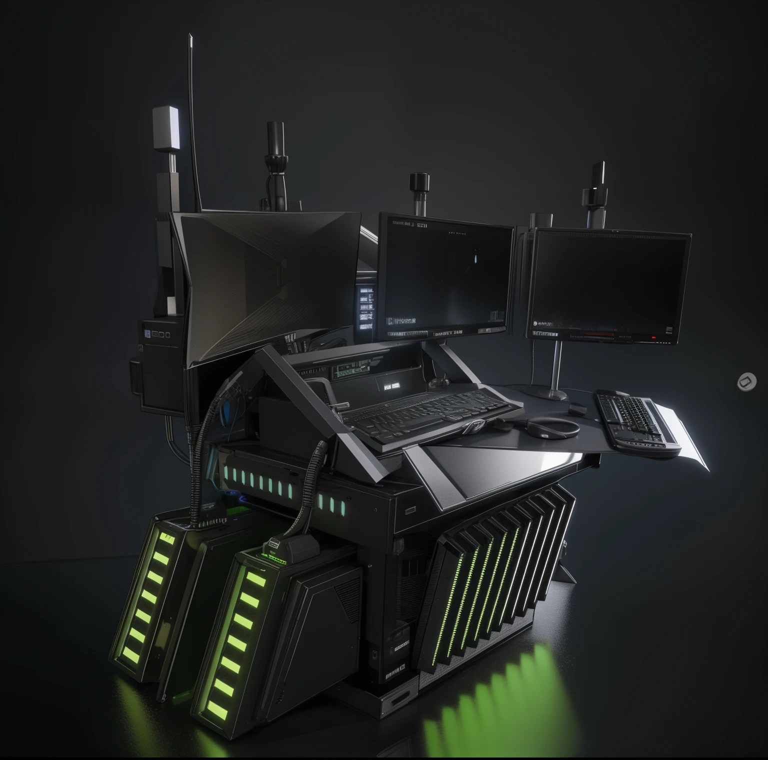 there is a computer tower with a laptop and a monitor, Nvidia Omniverse, computador sci-fi, 8k computer render, computador cgi, computer rendering, 3d computer render, unreal 5 motor highlly renderizar, extreme render, cyberpunk machine, 3 d videogame render, 3 d product render, unreal octane render, Unreal rendering 5