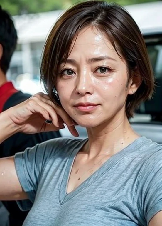 Sweaty face、Middle-aged woman、