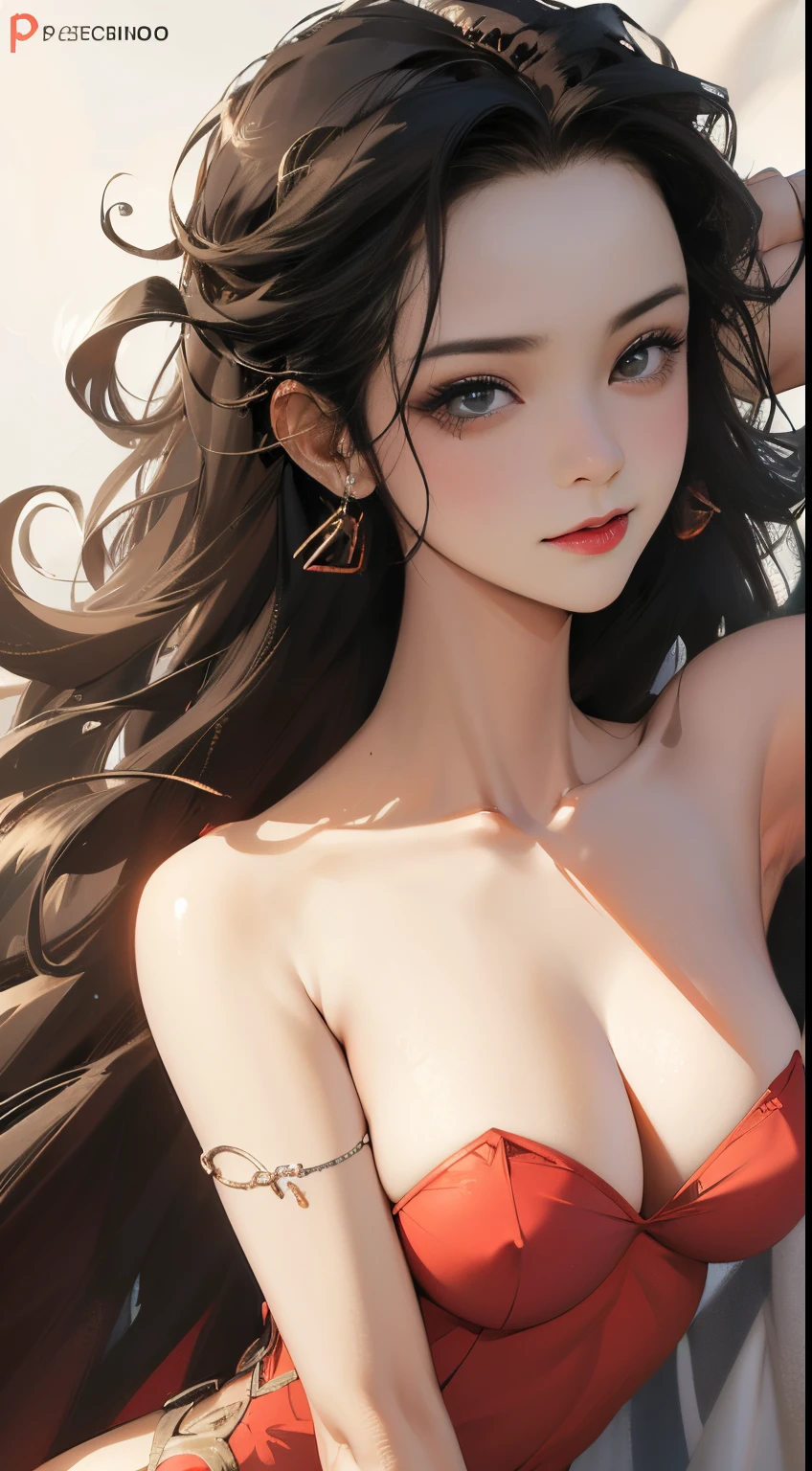 Perfect realistic photo, best possible quality, foto vista de cima, uma mulher negra bonita, she is naked with curly hair lying on a red satin bed, ela tem seios redondos e pequenos, pernas abertas, mostrando a virilha e a buceta peluda, ela sorri maliciosamente, olhos verdes fixos, sexy, sensual
