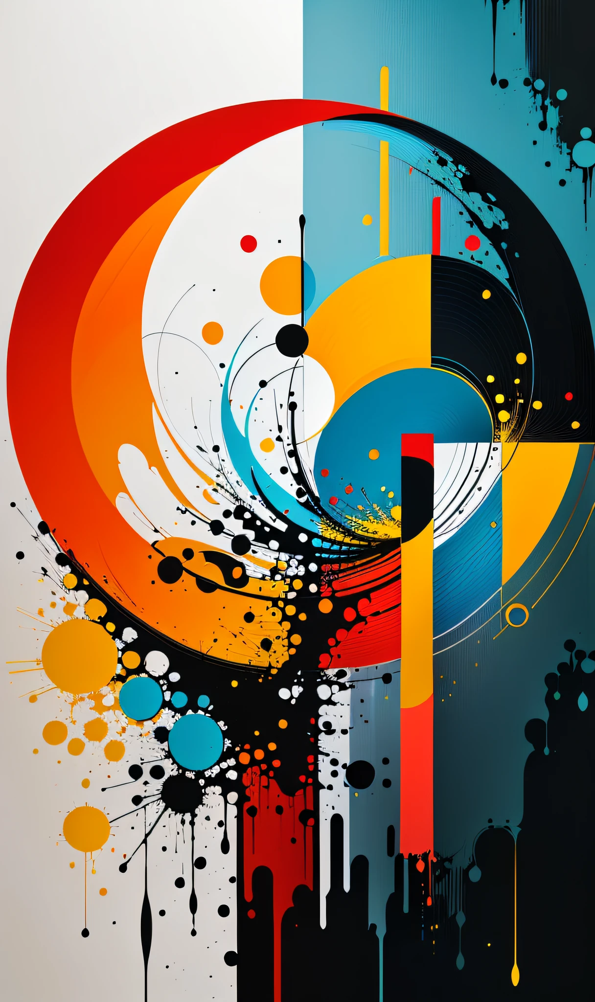 painting of a painting of a circle with yellow and blue design, resumo detalhado, uma pintura abstrata, geometric abstract beauty, contemporary digital art, oil painting in a modern style, abstract geometric art, geometric abstract art, Abstract oil painting on canvas, geometric abstract, Cubismo futurista, Pintura futurista, Bela arte UHD 4K, abstract art, trending artistic art