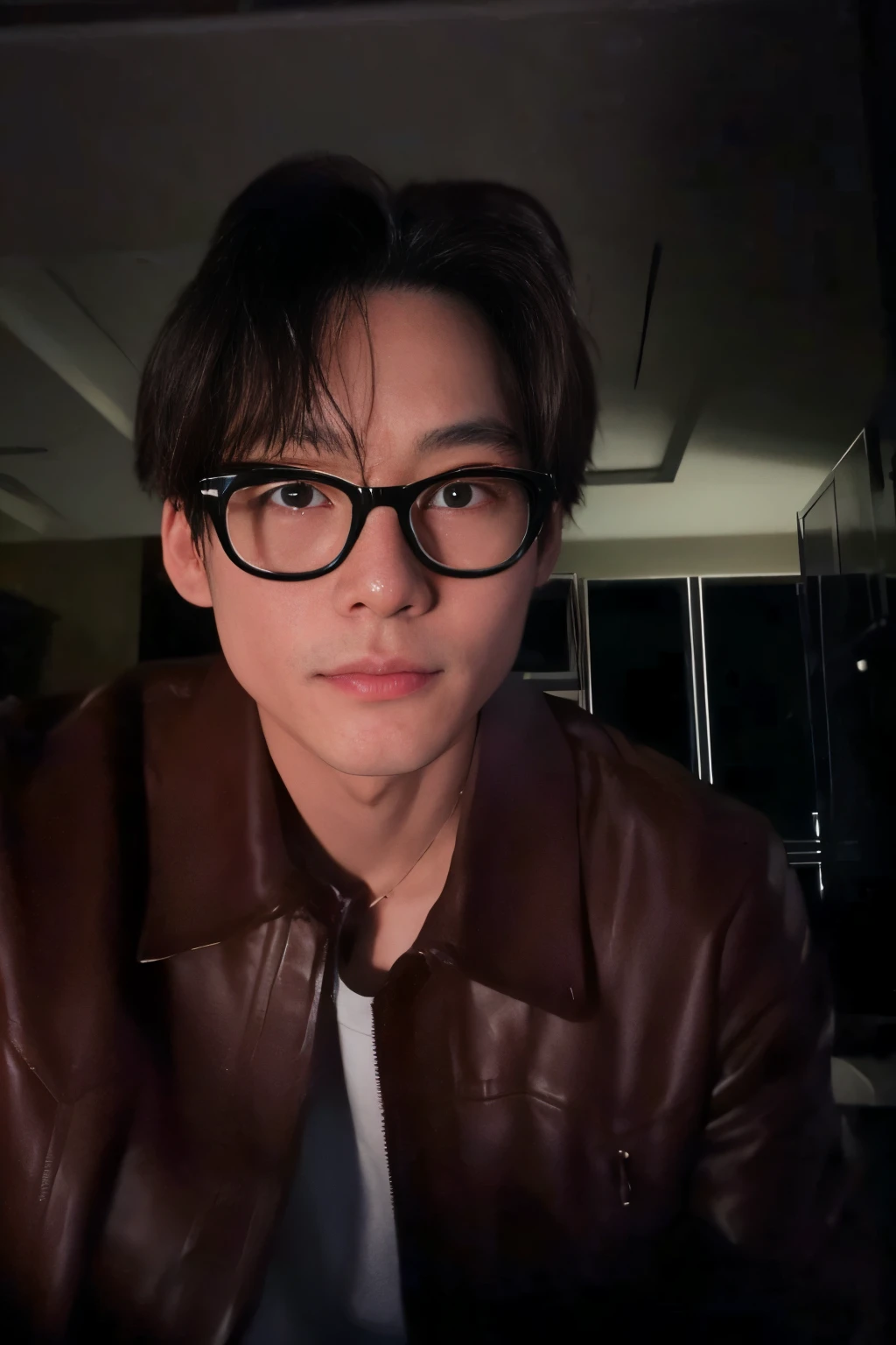 there is a woman wearing glasses and a brown jacket, Jimin\Plump lips, Bonito Chad Chin, Jimin\'s right eyelid swollen, Steven Jung, XQC, Jung Jaehyun, exclusivo, With eye Glasses, Hsiao-Rony, !!wearing glasses!!, Hideo Kojima, with glasses on, qual, Ji-Min, Cai Xukun, V, Taehyung