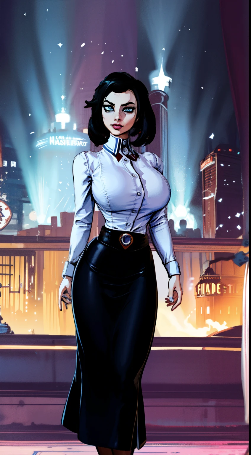 ((Elizabeth)), full body pose, dynamic image, perfect anatomy, perfect composition, detailed face, Bioshock infinite, Female in middle of image,(( official art)), concept character, character design, sketch,doodletits,, sexy lips, (gigantic breasts:1.1), skindentation, breasts, official illustration, illustration, detailed face, beautiful intricate eyes, curvy milf, 1:2), closeup, titsnipples, hourglass waist, slendered ans, wide hips,