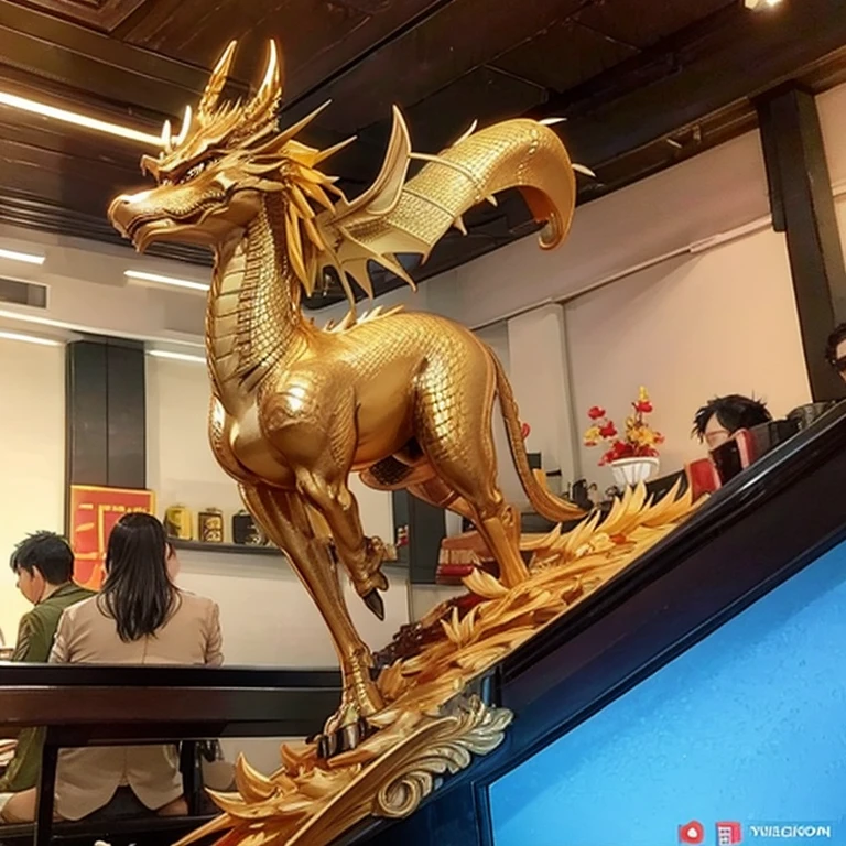 Vietnam golden dragon statue, in the style of unreal engine 5,