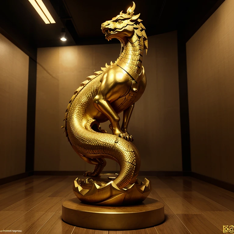 Vietnam golden dragon statue, in the style of unreal engine 5,