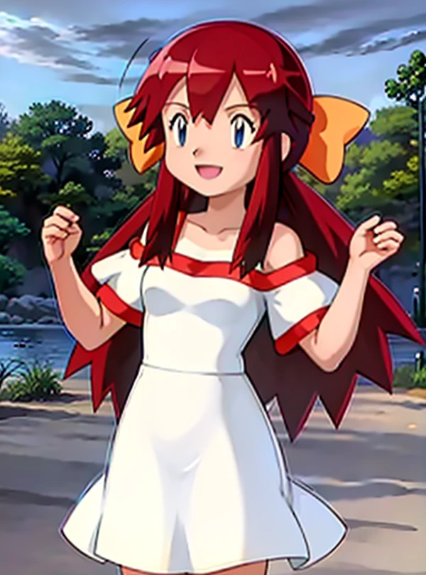 lora:Melody:0.9> Melody, 1 girl, solo,  a 14 years old girl, solo, white dress, Ruffle Off-the-Shoulder Top, off-the-shoulder dress, looking at you, smile,
pokemovies, sugimori ken, ken sugimori ken \(style\), masterpiece, 8k, best quality, happy, smile, anime screencap, zoom out, landscape, beach, daytime, sunlight, concept art, anime background