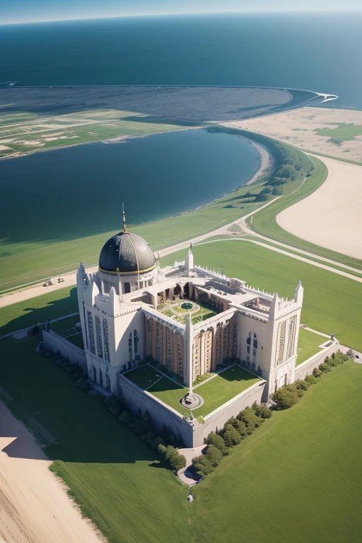 mobile mobile fortress　Futuristic wind　Angle from the air