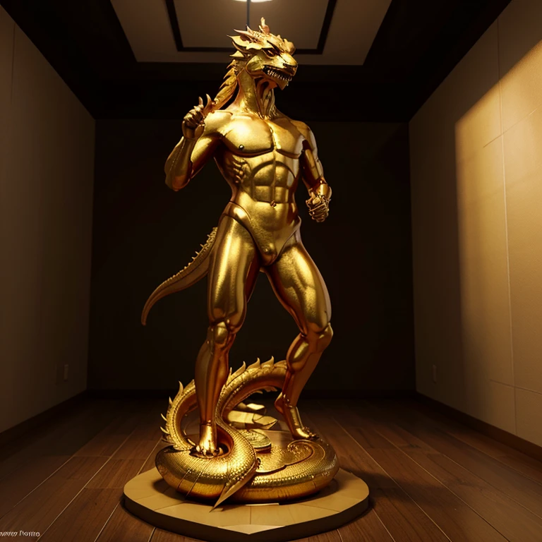 Vietnam golden dragon statue, in the style of unreal engine 5,