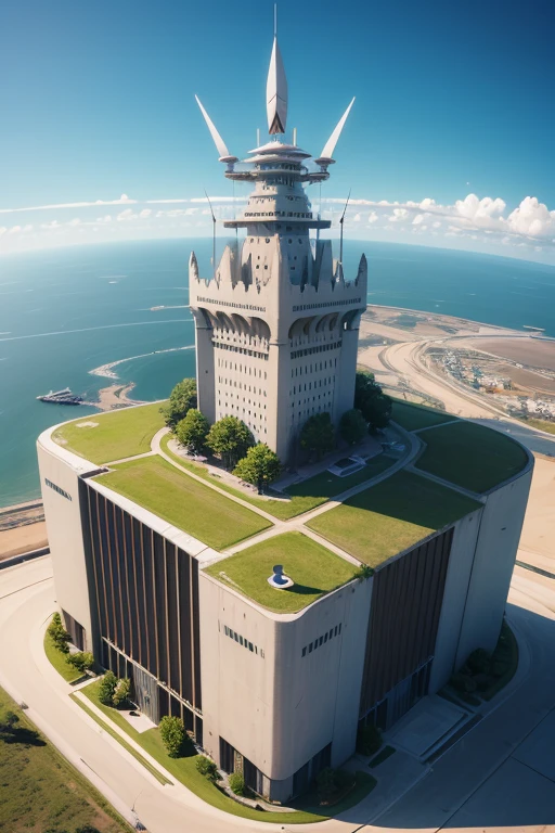 mobile mobile fortress　Futuristic wind　Angle from the air