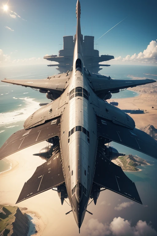 armored airship　Futuristic wind　Angle from the air