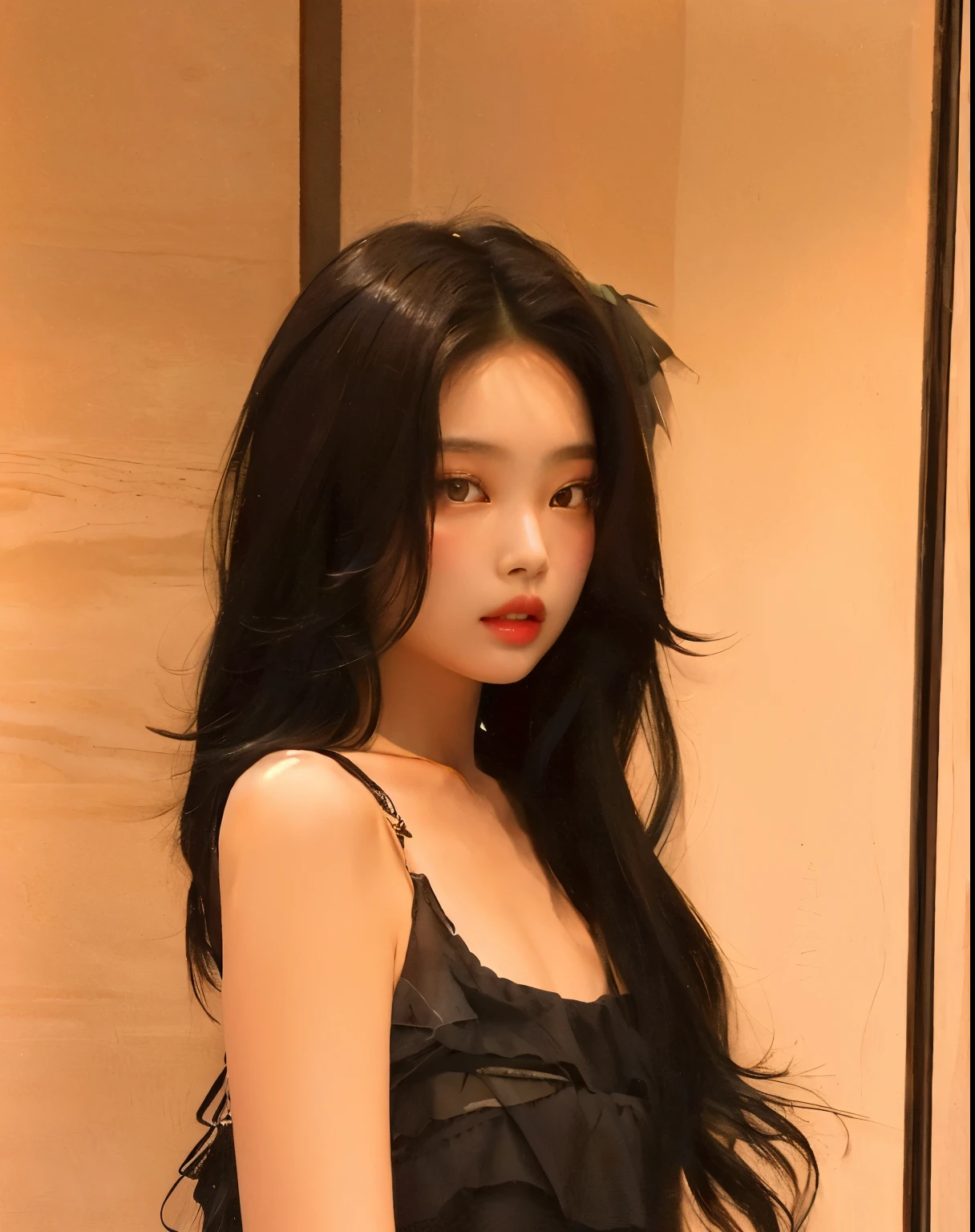 um close up de uma mulher com um vestido preto posando para uma foto, menina coreana, Mulher sul-coreana bonita, linda mulher coreana jovem, mulher coreana jovem bonita, Ulzzang, Heonhwa Choe, Jinyoung Canela, cruel korean goth girl, Xintong Chen, Gongbi, Xision Wu, jennie blackpink, Mulher coreana, Wenfei Ye