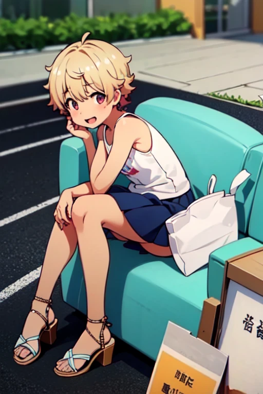 tmasterpiece，no breast，Small under breasts，A cup，Best quality，1 boy,Short hair boy hairstyle，heeled sandals，An excited expression，beside the garbage can，Show a fuller figure，beautiful make up，Bright lipstick，perfect ass，The expression is very happy，flatchest，Good picture quality，Beautiful weather，mini-skirts，比基尼，big earrings，(bronze skin:1.3)，(((oilly skin)))，In the car wash，Lying on the car，There is foam on the body