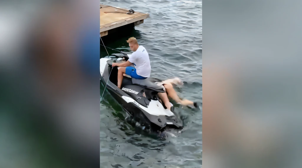 there is a man riding a jet ski in the water, leaked footage, footage, video, facebook post, dramatic shot, viral photo, youtube thumbnail, screengrab, video still, caught on camera, having fun, youtube video screenshot, viral post, caught, video footage, leaked photo, scenic full shot, captura, having a great time, having a good time