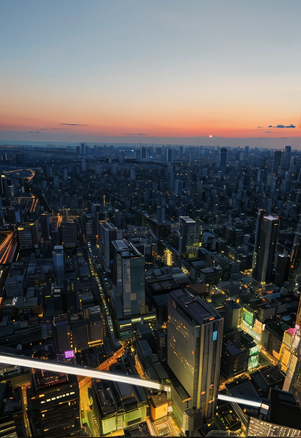 Overlooking a city at dusk,An airplane flew over it, tokyo in the background, tokyo city in the background, Tokyo night rooftop in the future, toyko, Tokyo night rooftop, Night in Tokyo, golden hour in tokyo, Tokyo, Japan, Tokyo at night, tokyo prefecture, Tokyo futuristic clean, toyko, tokyo futuristic in background