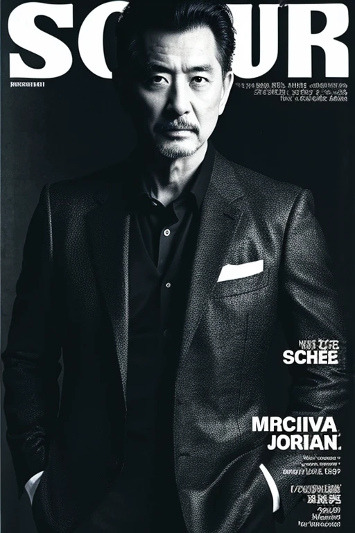 esquire cover,Ken Watanabe,black-and-white