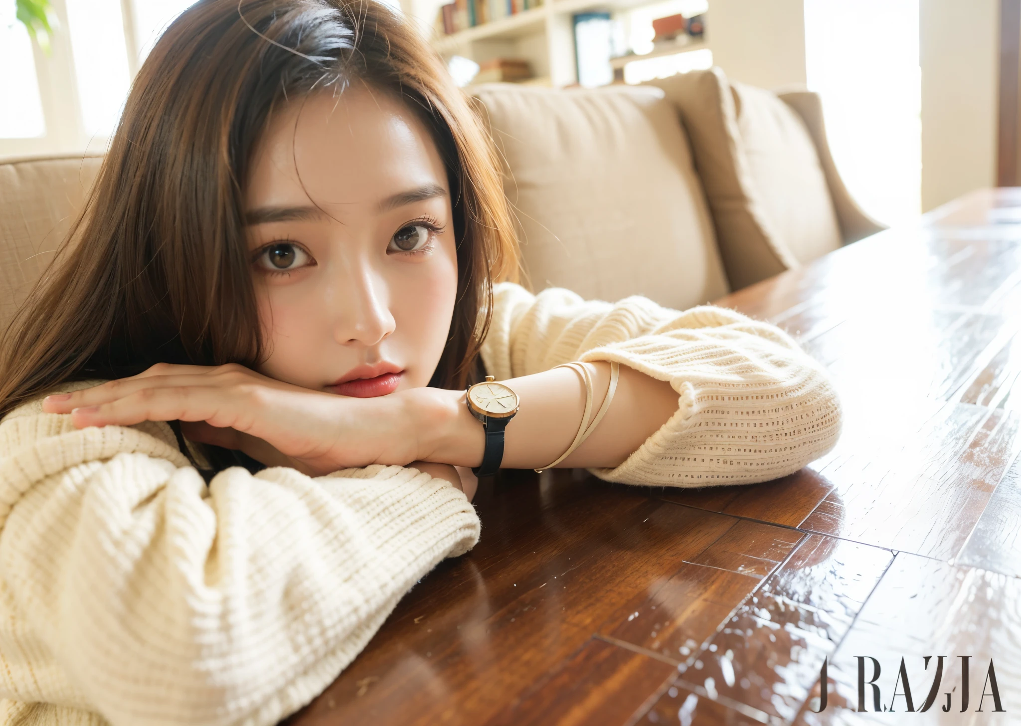 An arafi woman sitting at a table with her hand on her chin, krystal, jia, girl cute-fine-face, Gorgeous young Korean woman, Ruan Jia beautiful!, lee ji-eun, lee ji - eun, Cute Korean Actress, Beautiful young Korean woman, gemma chen, cute - fine - face, [ photos realistic ]!!, trending at cgstation