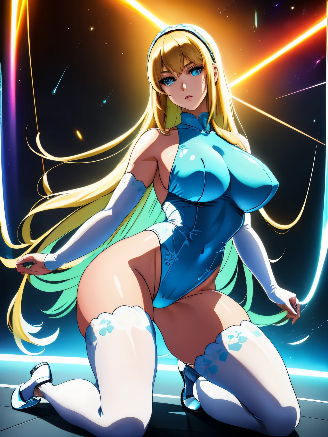 (best quality,4k,8k,highres,masterpiece:1.2),ultra-detailed,(realistic,photorealistic,photo-realistic:1.37),samus Aran from metroid,zero suit,beautiful detailed eyes,beautiful detailed lips,extremely detailed eyes and face,longeyelashes,HDR,UHD,studio lighting,sharp focus,physically-based rendering,expertly textured armor,metallic finish,reflective surface,powerful pose,fierce gaze,expressive face,sci-fi,action-packed environment,colorful sci-fi background,dynamic lighting,energy effects,alien landscape,weapon arsenal,visually stunning,powerful and confident expression,vivid colors