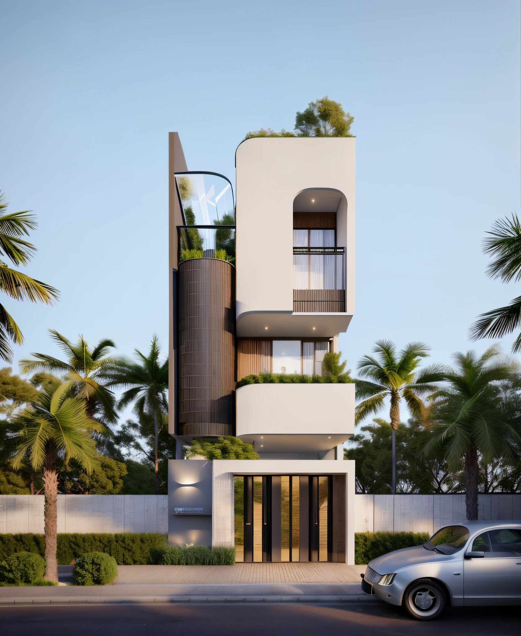 rendering of a modern residential townhouse, professional render, wide angle exterior 2023, highly detailed render, high quality rendering, realistic render, architectural render, high-quality render, detailed rendering, hyper-realistic render, hyper - realistic render, very realistic 3 d render, high render, realistic rendering, very realistic render