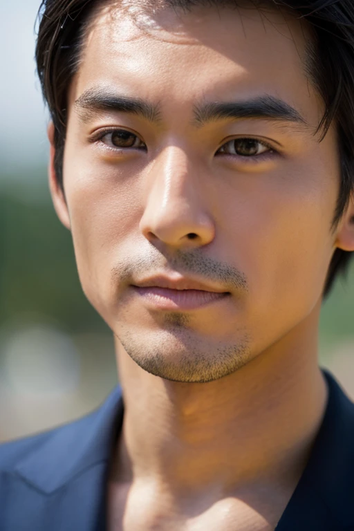 Handsome Japan Man,Portrait of the left half of the face