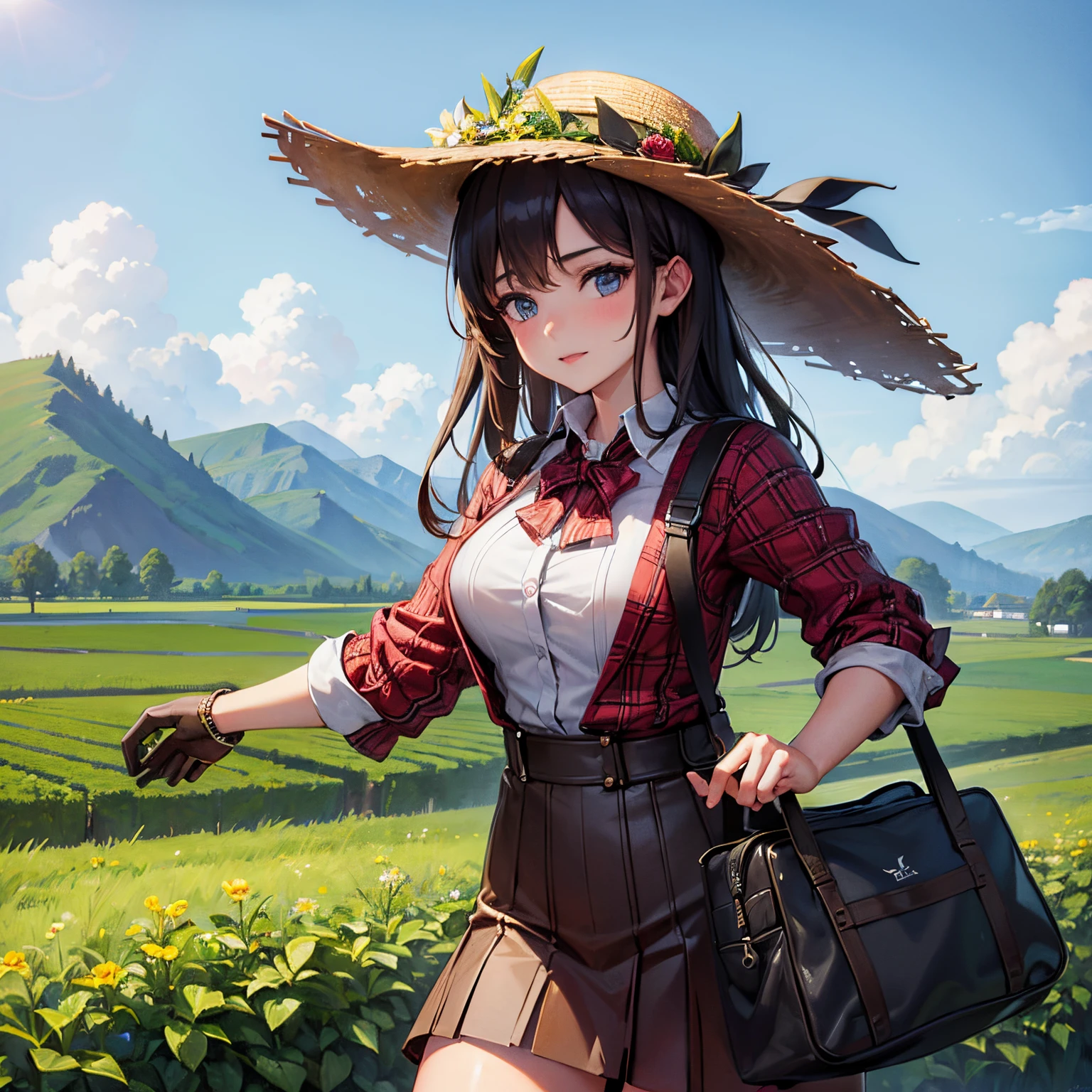 agricultural equipment,1girl,farmer,agriculture,(driving:1.3),masterpiece, best quality, high resolution, absurdres, intricate details,